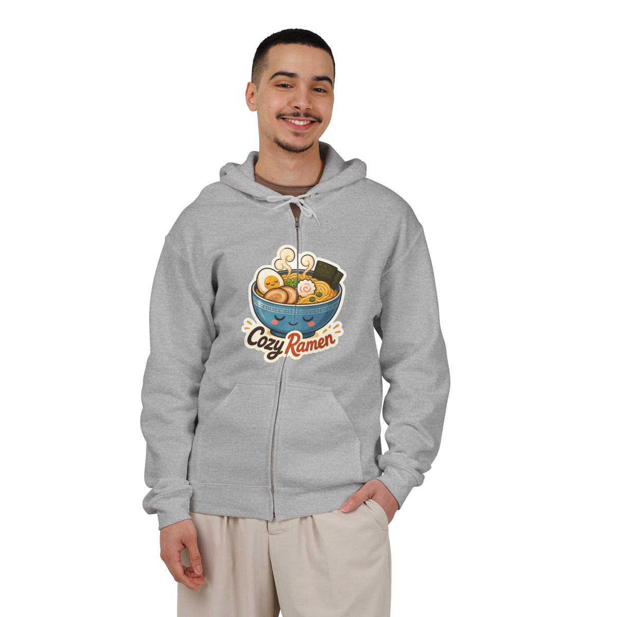 Cozy Ramen Graphic Zip-Up Hoodie – Unisex