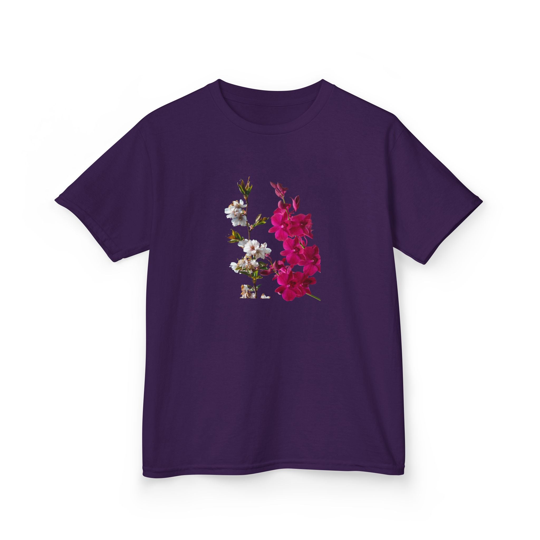 Kids Floral Tee — Pink Bougainvillea Graphic Cotton Shirt