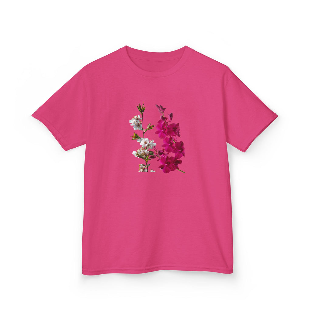 Kids Floral Tee — Pink Bougainvillea Graphic Cotton Shirt
