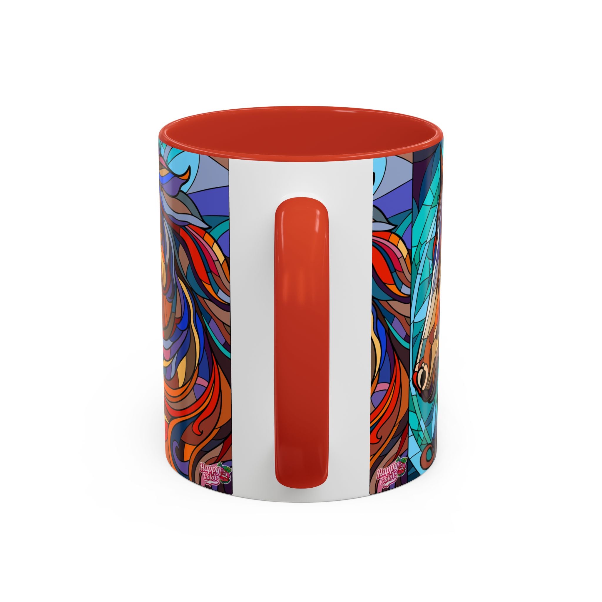 Stained Glass Horse Accent Coffee Mug – Colorful Equine Art (11/15 oz)