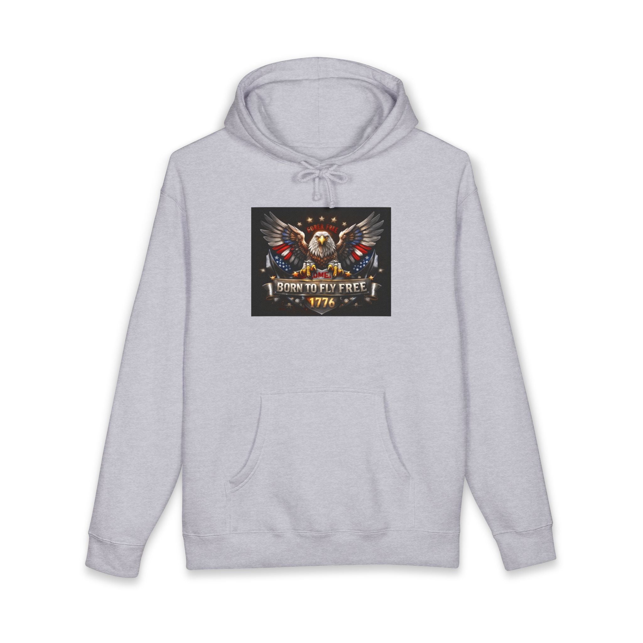 Patriotic Eagle Hoodie - "Born to Be Free 1776" American Flag Sweatshirt