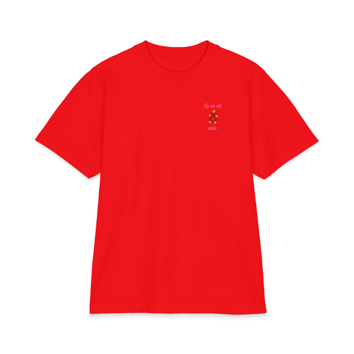 T-shirt floral La Vie Est Belle — T-shirt graphique avec citation française