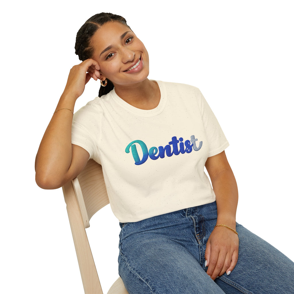 T-shirt dentiste — T-shirt script dentaire en dégradé pour hygiénistes et dentistes