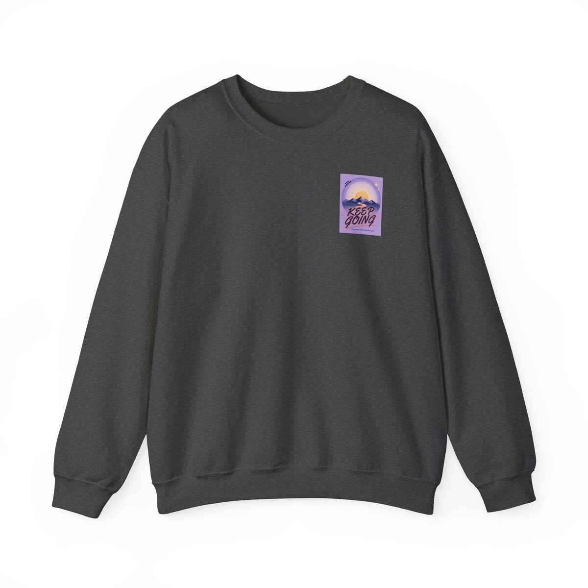 Sweat-shirt col rond à motif montagne « Continuez votre chemin »