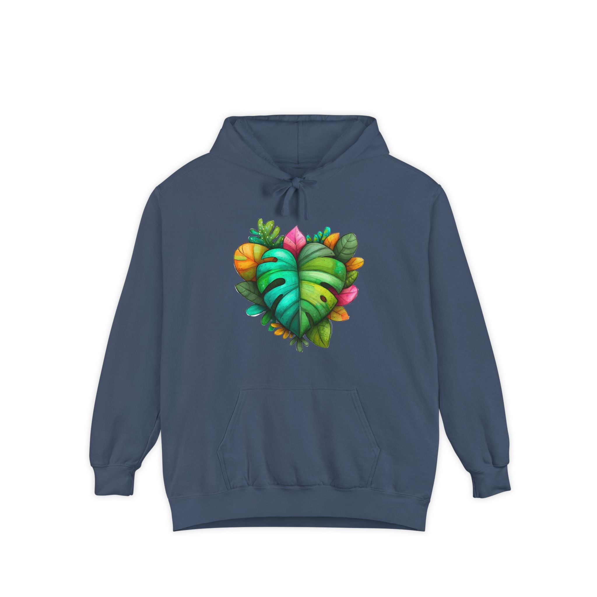 Leaf Heart Hoodie — Tropical Botanical Graphic Sweatshirt