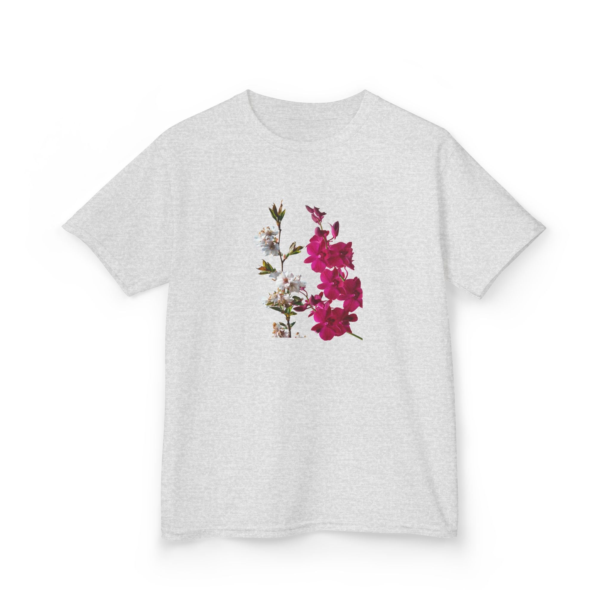 Kids Floral Tee — Pink Bougainvillea Graphic Cotton Shirt