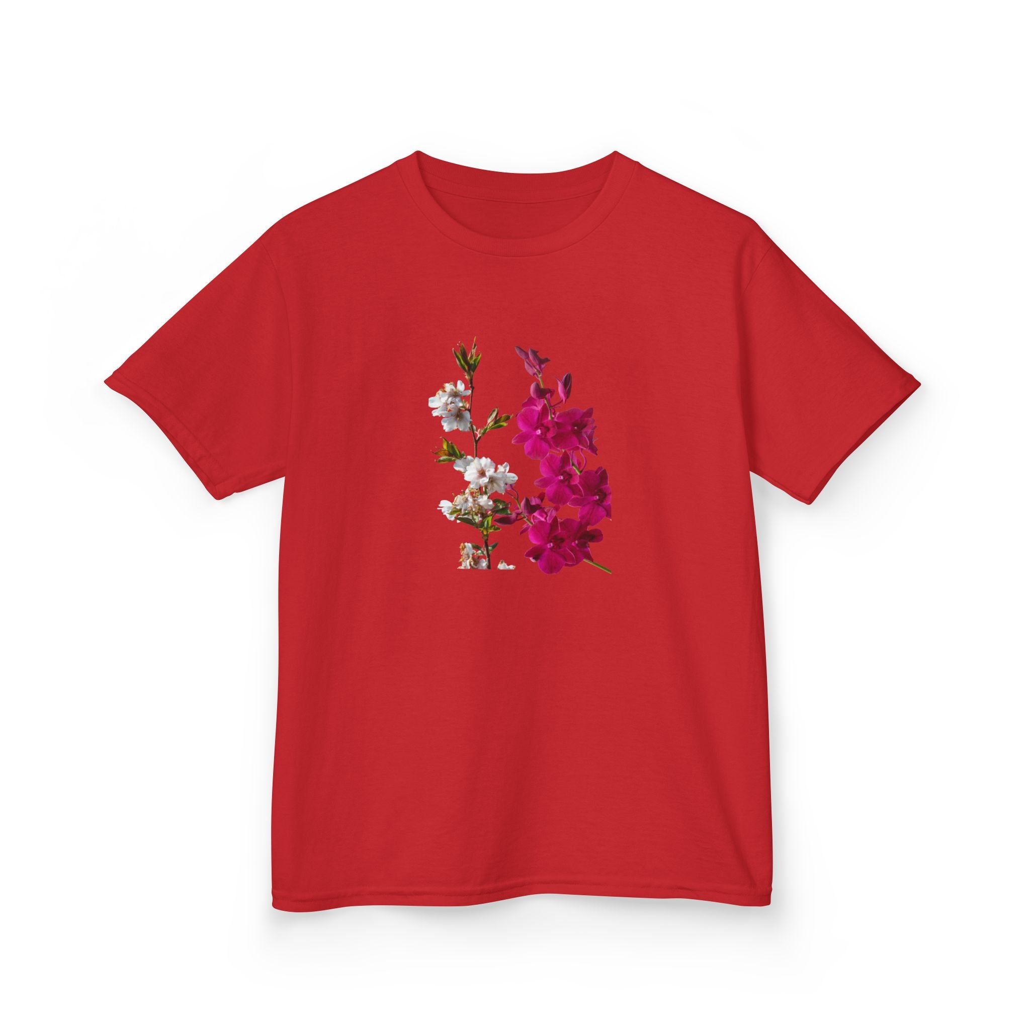 Kids Floral Tee — Pink Bougainvillea Graphic Cotton Shirt