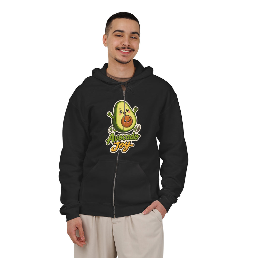 Avocado Joy Graphic Zip-Up Hoodie – Unisex