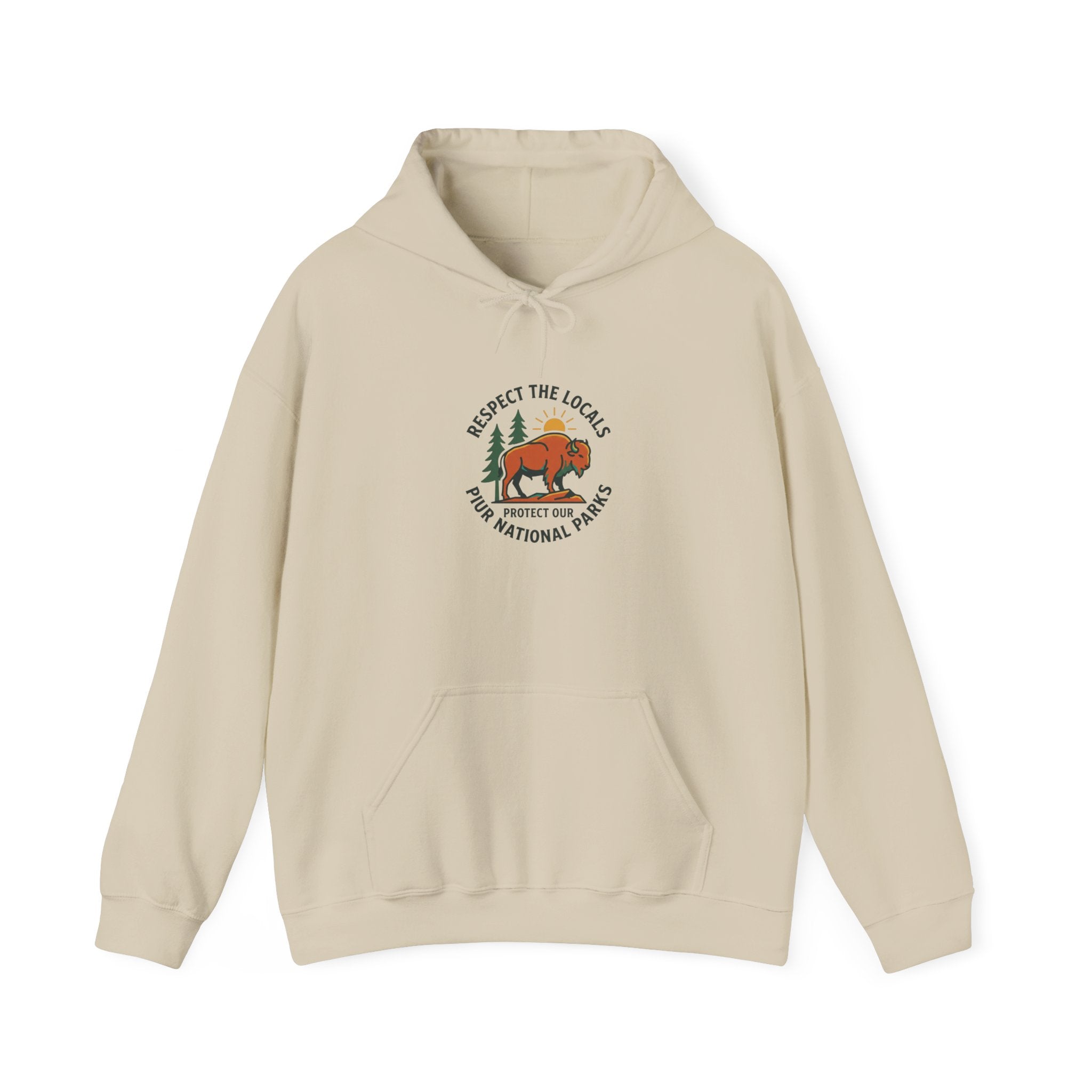Respect the Locals bison badge Hoodie | Protect Our Parks, national parks, leave no trace