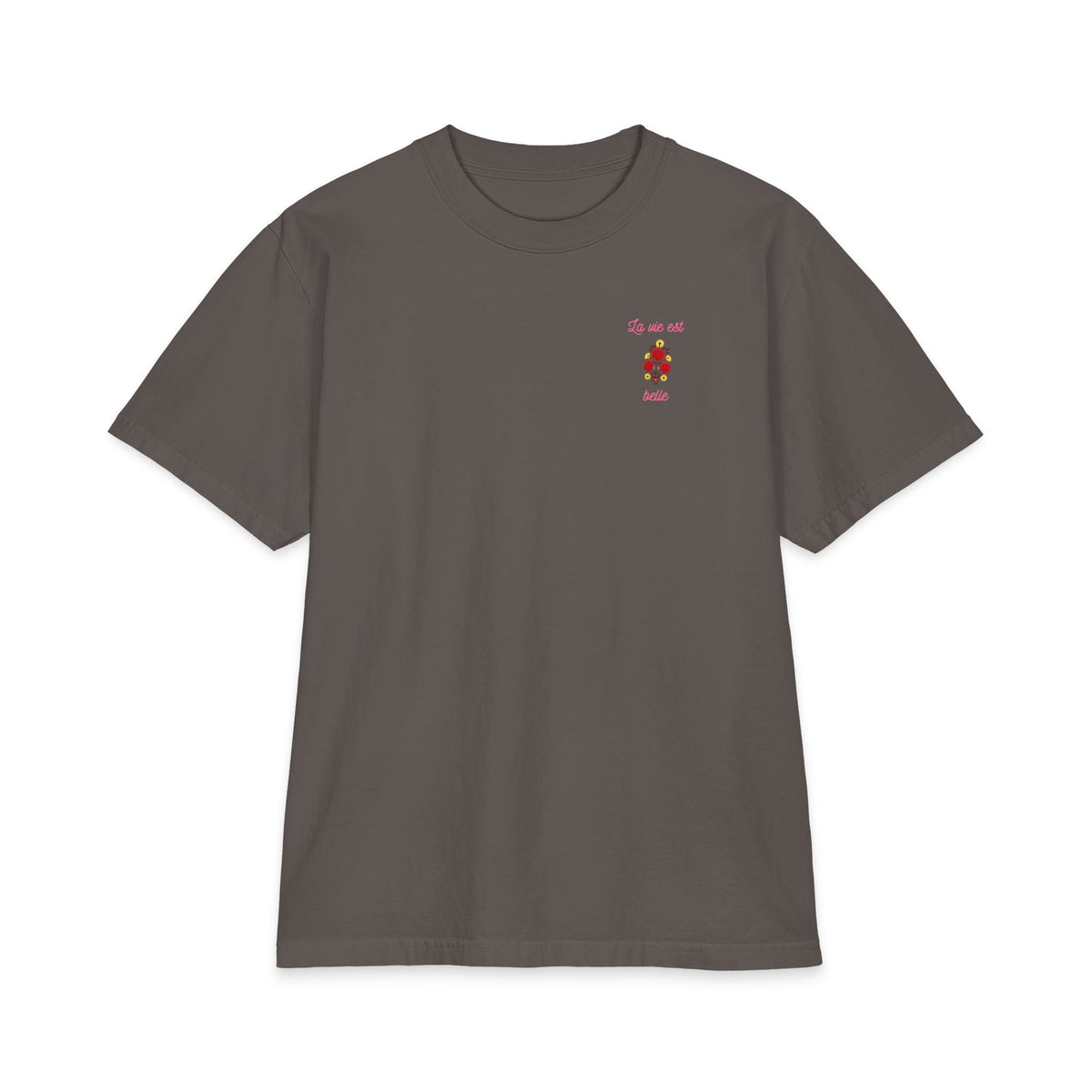 T-shirt floral La Vie Est Belle — T-shirt graphique avec citation française