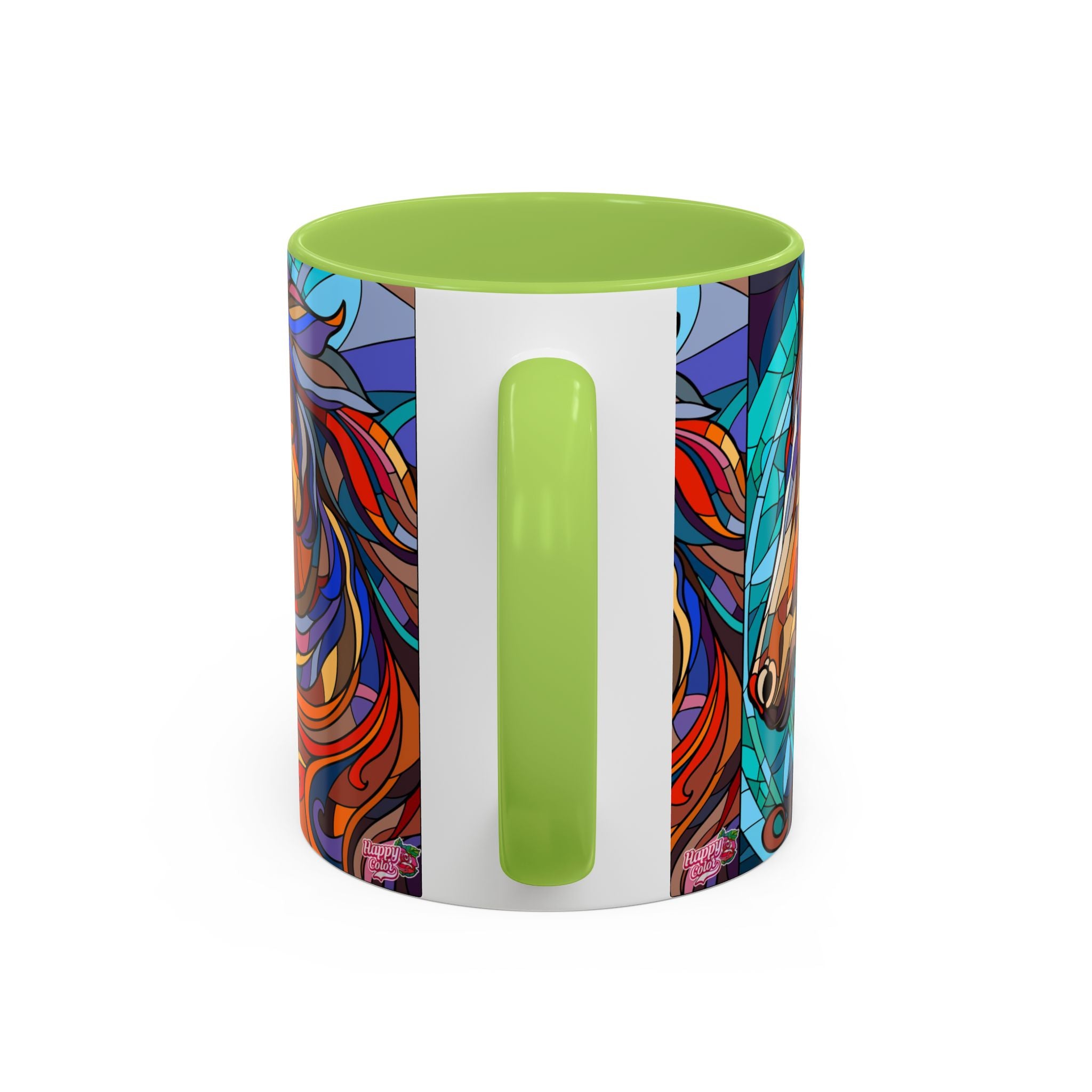 Stained Glass Horse Accent Coffee Mug – Colorful Equine Art (11/15 oz)