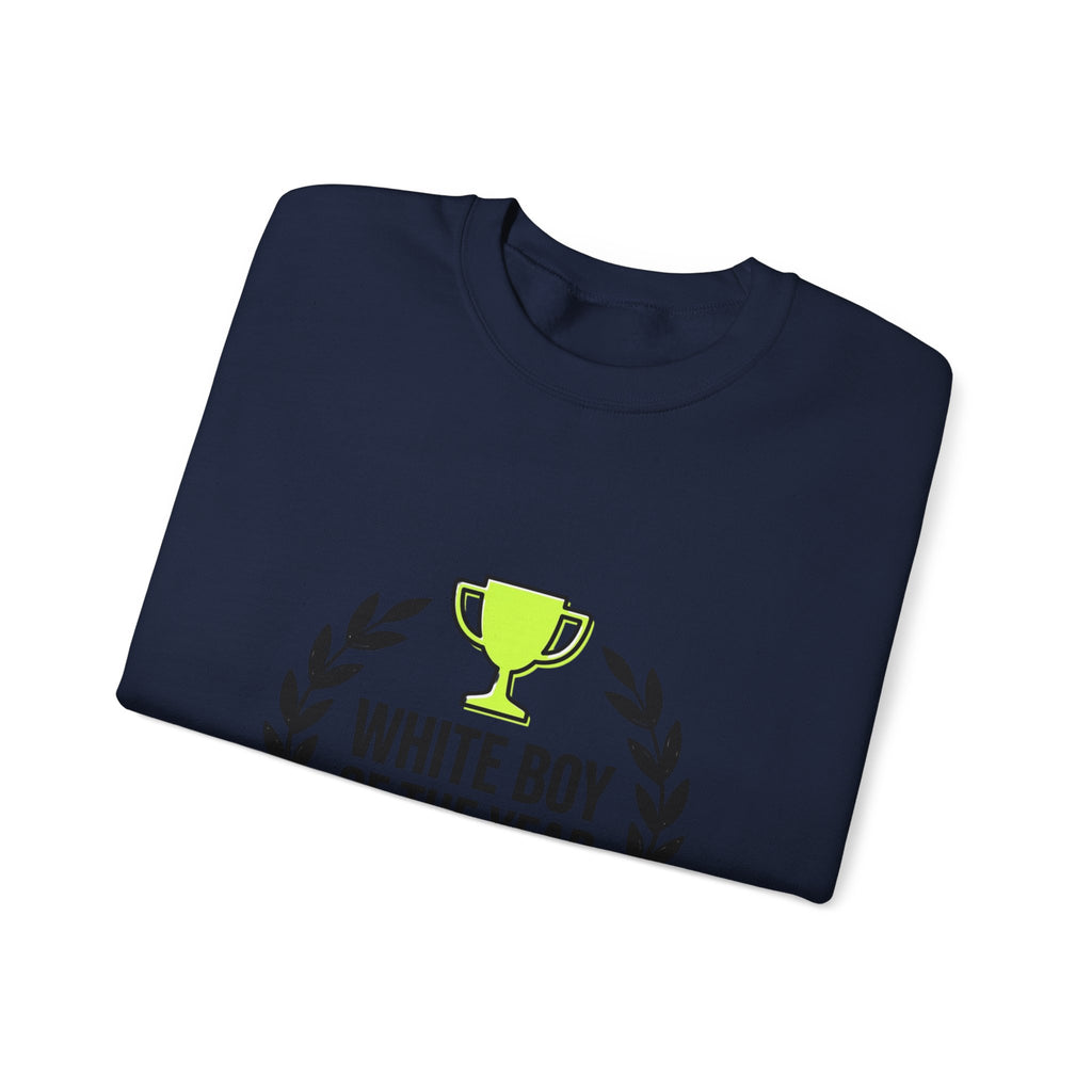 White Boy of the Year Sweatshirt | minimal meme, bold text