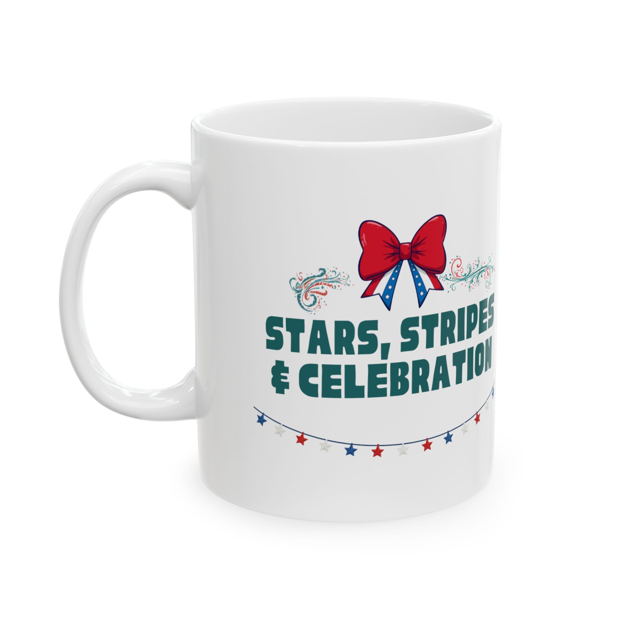 Ceramic Mug - "Stars, Stripes & Celebration" Patriotic 11oz/15oz Coffee Cup