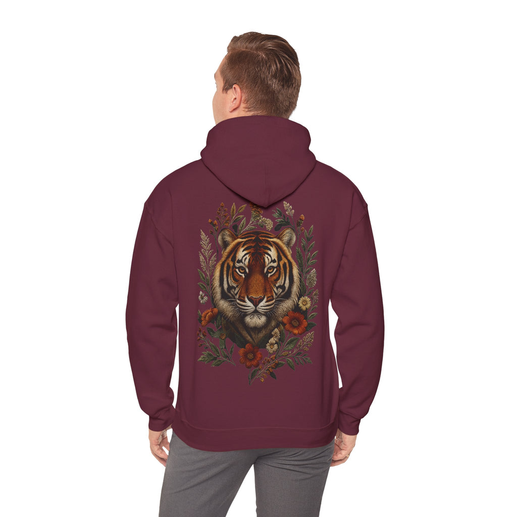 Sweat à capuche tigre floral vintage