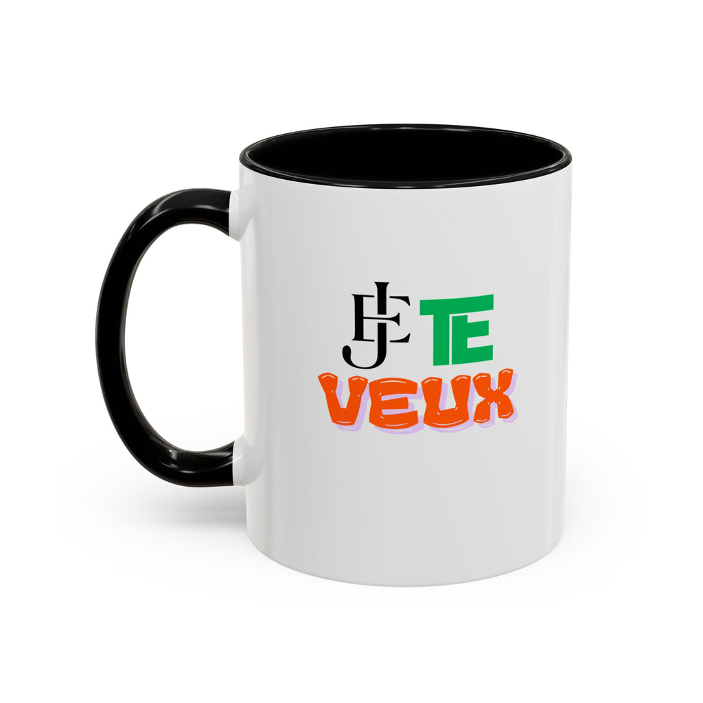 French Phrase Accent Mug — "Je Te Veux" Colorful Ceramic Coffee Mug (11/15oz)